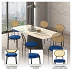 Euston Modern Dining Chair w Upholstered Velvet Seat - Wicker Back Accent Chair for Home Office Living Room & Kitchen