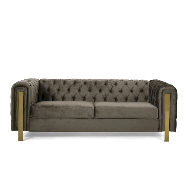 Keyser Modern Glam Tufted Velvet 3 Seater Sofa - 83.75  L x 34.50  W x 27.25  H