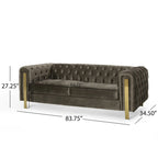 Modern Glam Tufted Velvet 3 Seater Sofa - 83.75  L x 34.50  W x 27.25  H