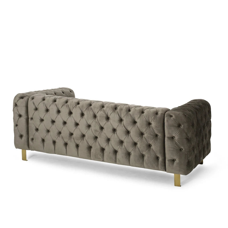Modern Glam Tufted Velvet 3 Seater Sofa - 83.75  L x 34.50  W x 27.25  H