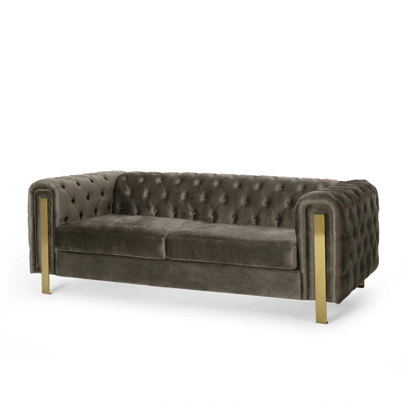 Modern Glam Tufted Velvet 3 Seater Sofa - 83.75  L x 34.50  W x 27.25  H