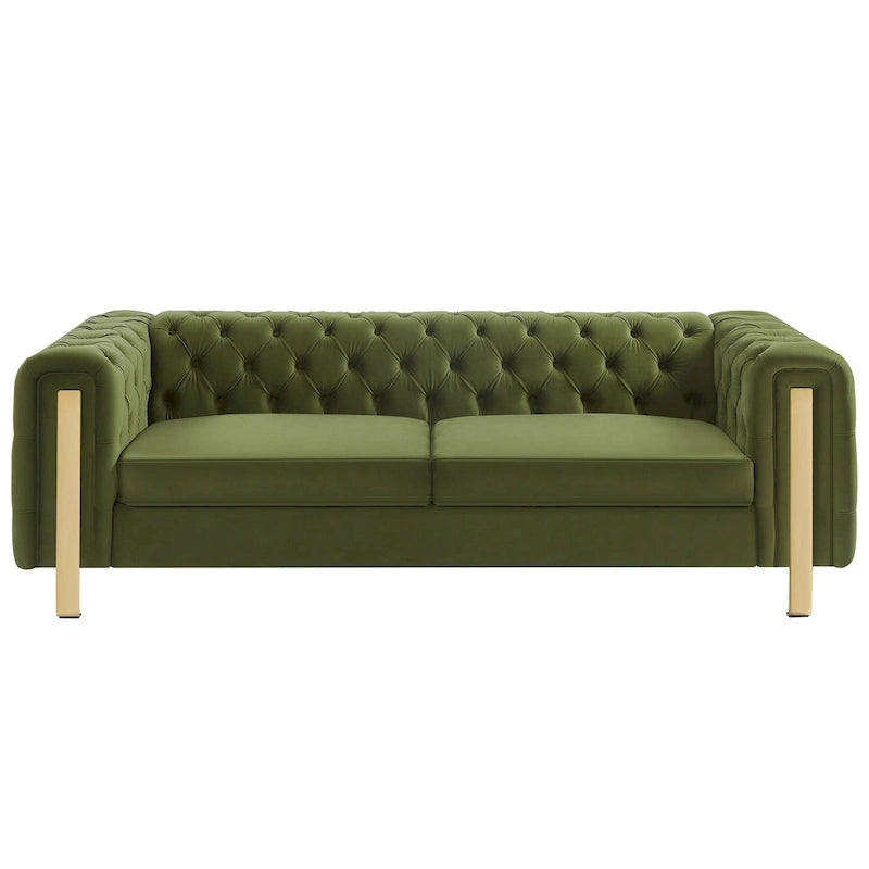 Modern Glam Tufted Velvet 3 Seater Sofa - 83.75  L x 34.50  W x 27.25  H