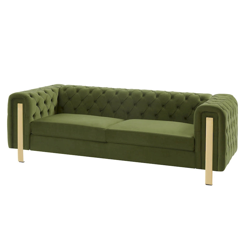 Modern Glam Tufted Velvet 3 Seater Sofa - 83.75  L x 34.50  W x 27.25  H