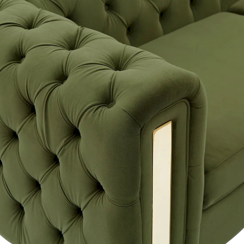 Modern Glam Tufted Velvet 3 Seater Sofa - 83.75  L x 34.50  W x 27.25  H