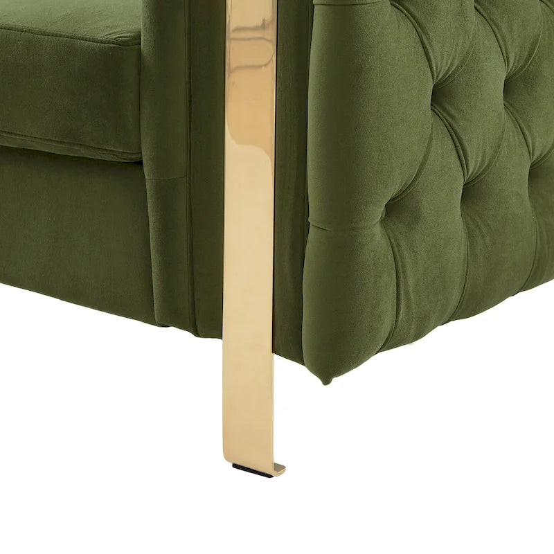 Modern Glam Tufted Velvet 3 Seater Sofa - 83.75  L x 34.50  W x 27.25  H