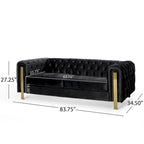 Modern Glam Tufted Velvet 3 Seater Sofa - 83.75  L x 34.50  W x 27.25  H