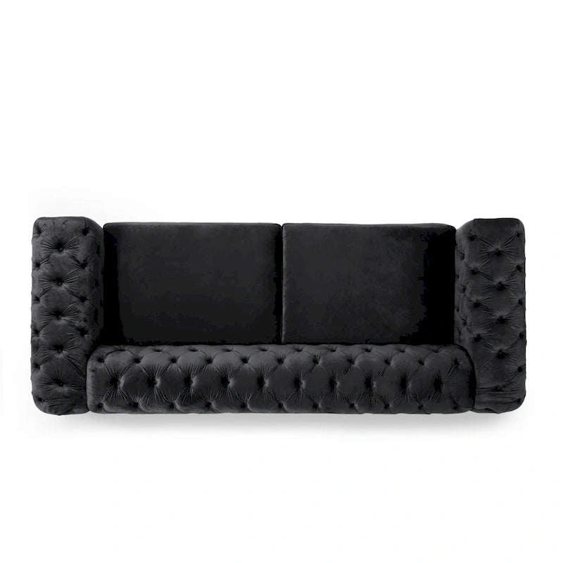 Modern Glam Tufted Velvet 3 Seater Sofa - 83.75  L x 34.50  W x 27.25  H