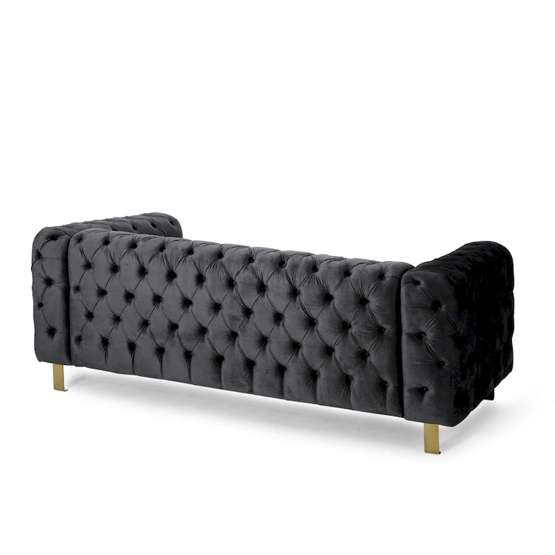 Modern Glam Tufted Velvet 3 Seater Sofa - 83.75  L x 34.50  W x 27.25  H