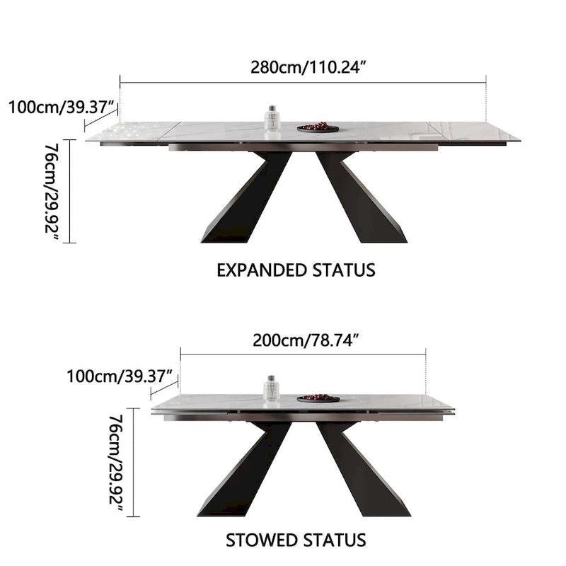 Extendable Sintered Stone Dining Table - 78-110 Inch