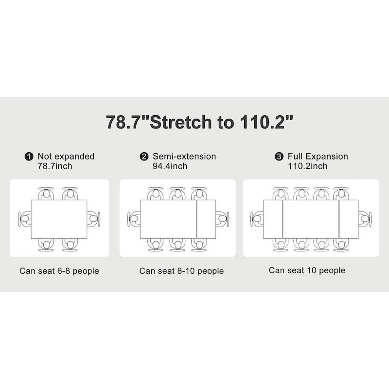 Extendable Sintered Stone Dining Table - 78-110 Inch