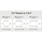 Extendable Sintered Stone Dining Table - 78-110 Inch