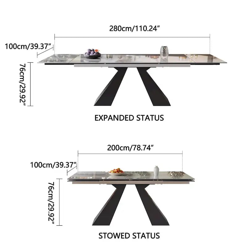 Extendable Sintered Stone Dining Table - 78-110 Inch