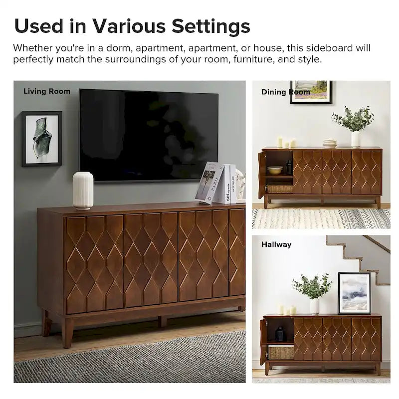 60 Modern Storage Sideboard Storage with Adjustable Shelves