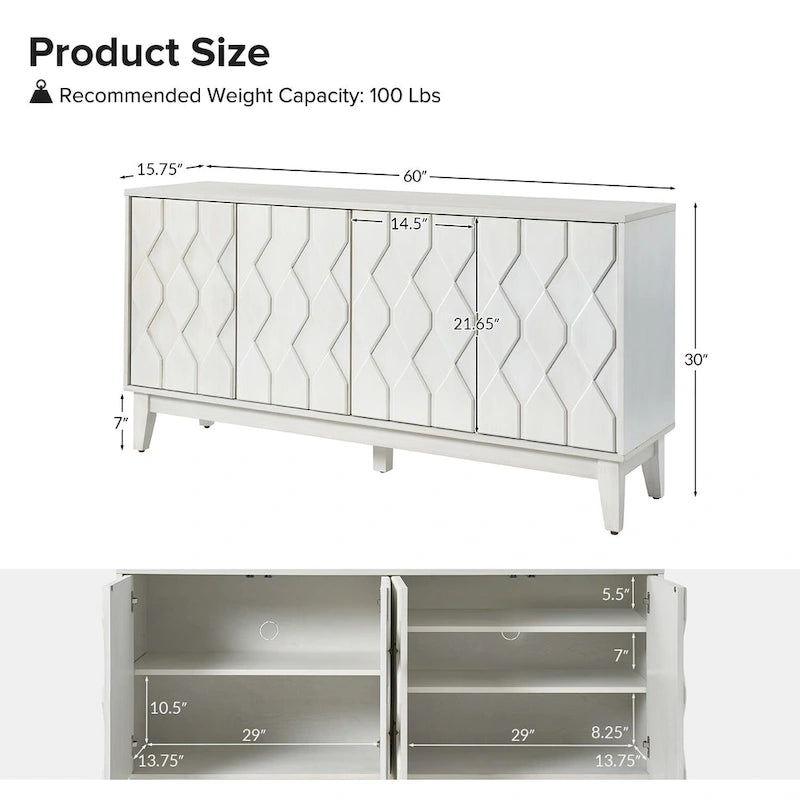 60 Modern Storage Sideboard Storage with Adjustable Shelves