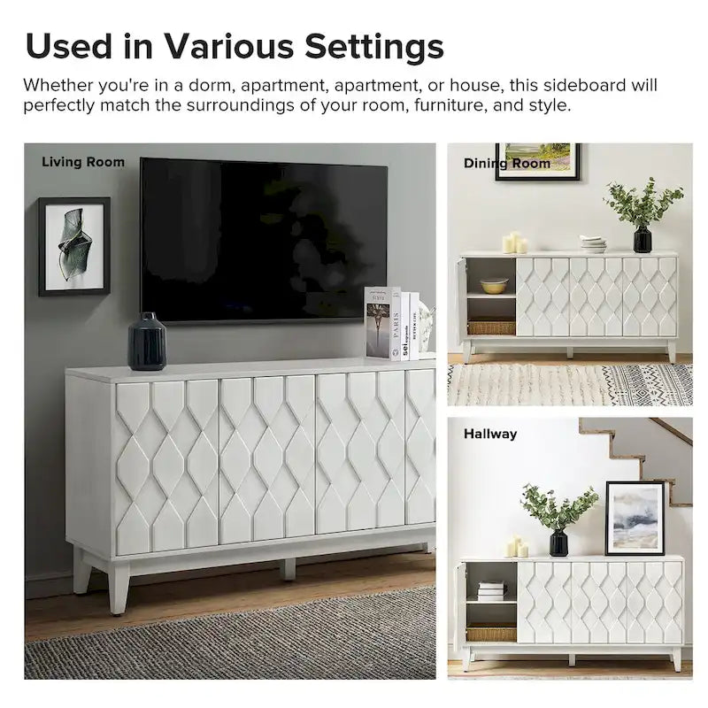 60 Modern Storage Sideboard Storage with Adjustable Shelves