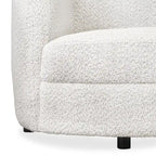 Modern Curved Arms Boucle Accent Chair with Kidney Style Seat and Round Wooden Legs