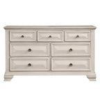 Distressed Parchment Wood Bedroom Set, Panel Bed, Dresser, Mirror, Nightstand