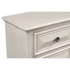 Distressed Parchment Wood Bedroom Set, Panel Bed, Dresser, Mirror, Nightstand