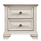 Distressed Parchment Wood Bedroom Set, Panel Bed, Dresser, Mirror, Nightstand