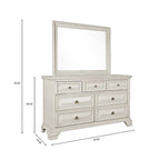 Distressed Parchment Wood Bedroom Set, Panel Bed, Dresser, Mirror, Nightstand