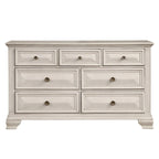 Distressed Parchment Wood Bedroom Set, Panel Bed, Dresser, Mirror, Nightstand