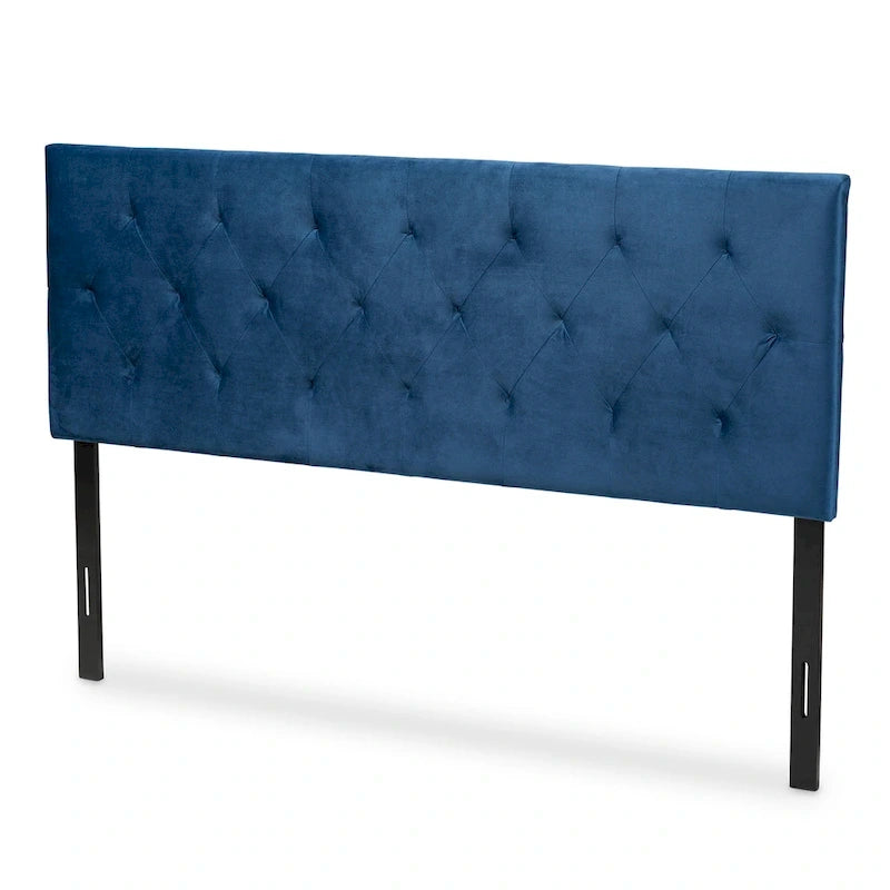 Modern and Contemporary Velvet Upholstered Headboard-Navy Blue