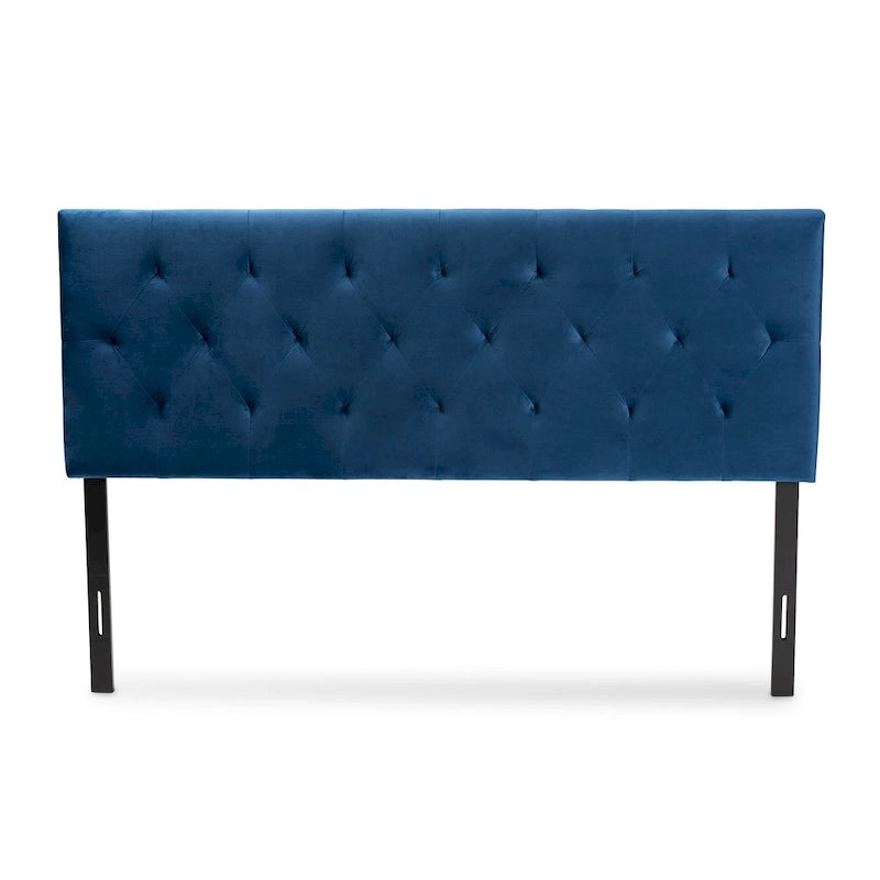 Modern and Contemporary Velvet Upholstered Headboard-Navy Blue