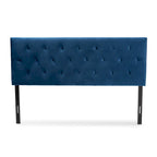 Modern and Contemporary Velvet Upholstered Headboard-Navy Blue