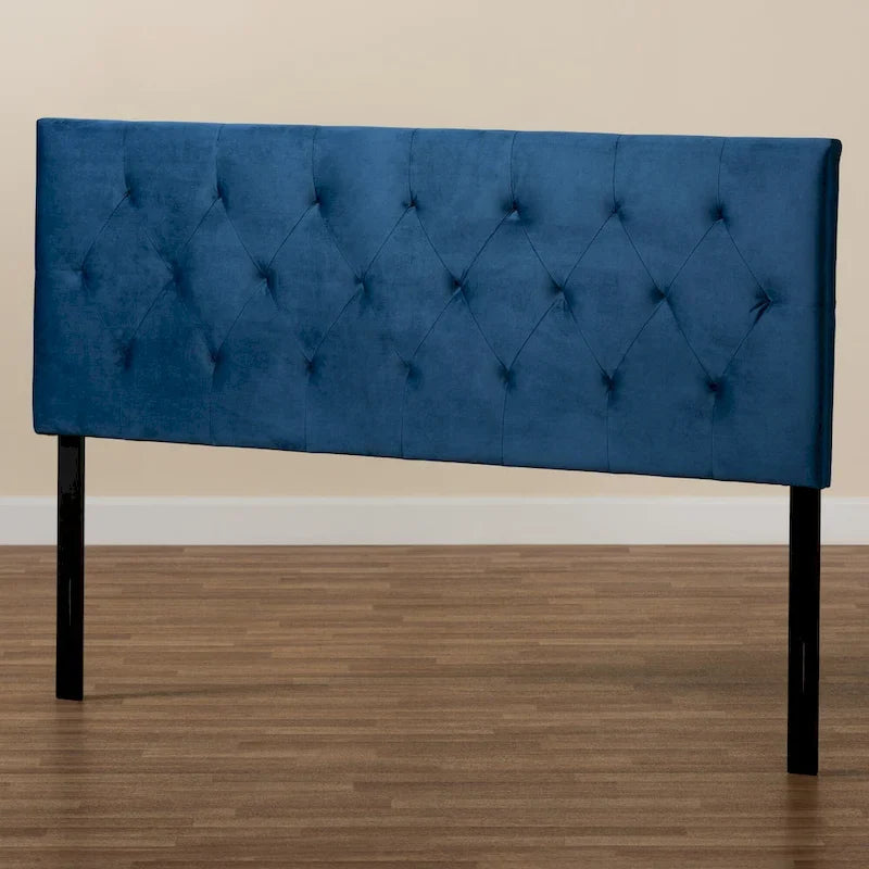 Modern and Contemporary Velvet Upholstered Headboard-Navy Blue
