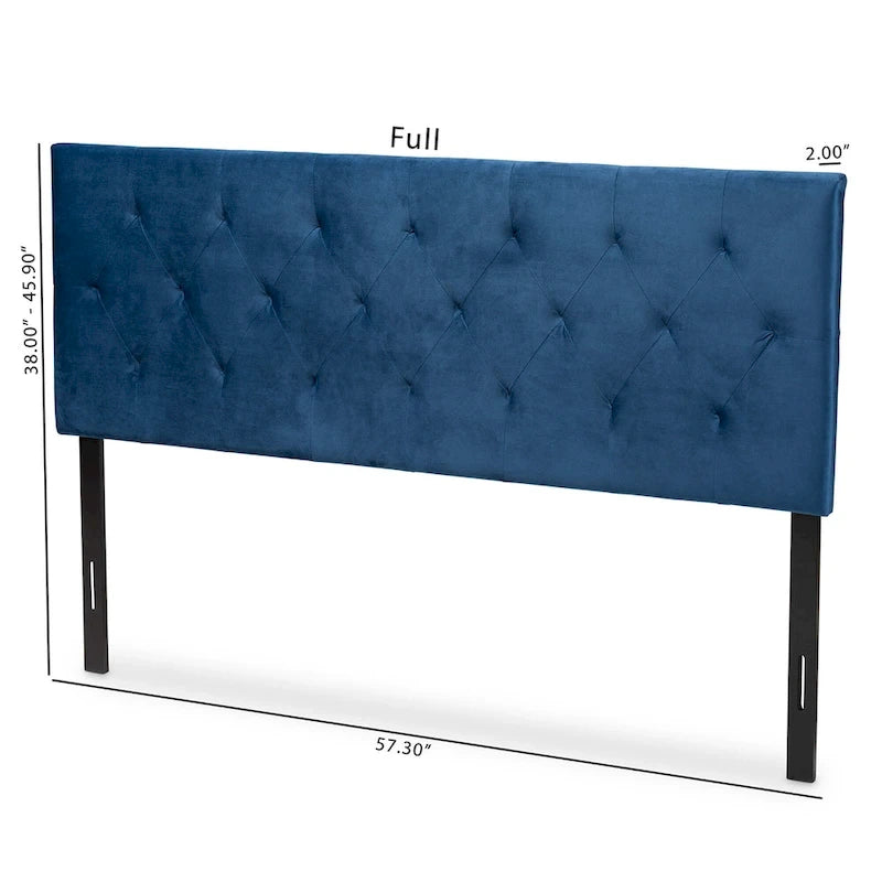 Modern and Contemporary Velvet Upholstered Headboard-Navy Blue
