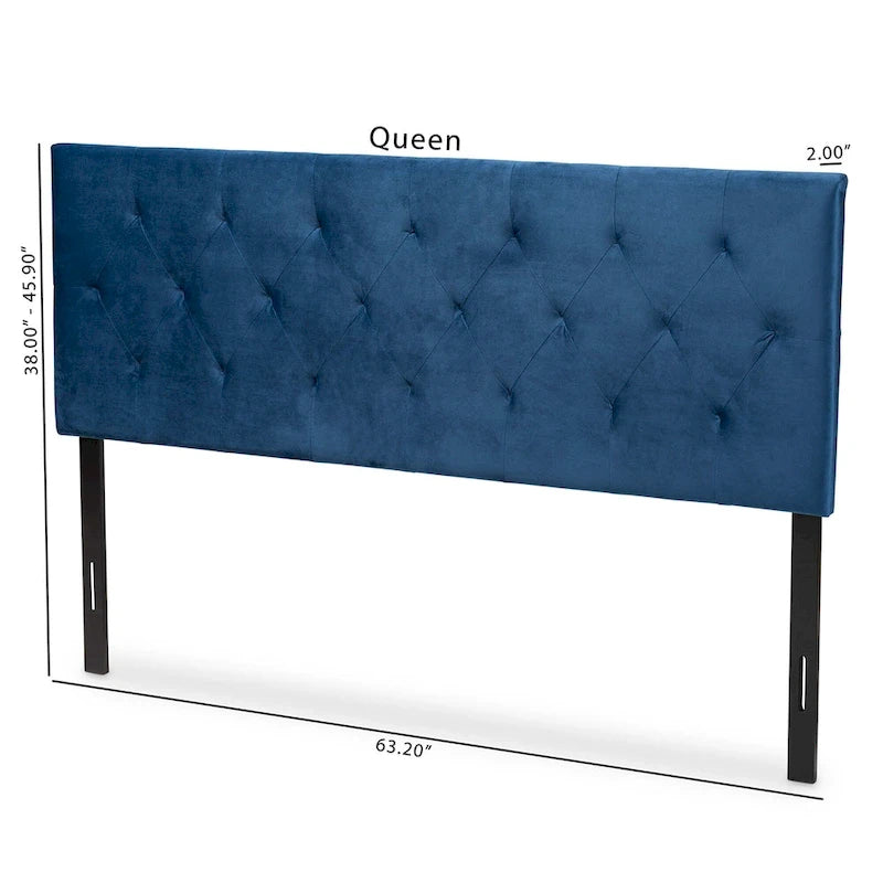 Modern and Contemporary Velvet Upholstered Headboard-Navy Blue