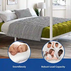 King White Metal Canopy Platform Bed Frame