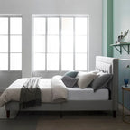 Grey Sand Upholstered Beige Button-tufted Premium Platform Bed