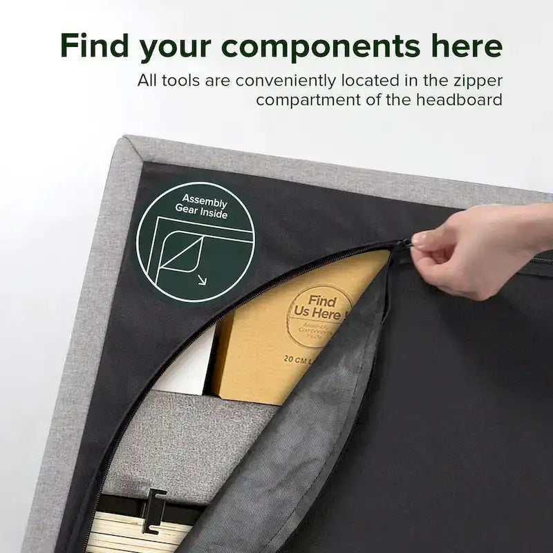 Priage Grey Sand Upholstered Beige Button-tufted Premium Platform Bed