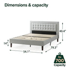 Grey Sand Upholstered Beige Button-tufted Premium Platform Bed