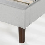 Grey Sand Upholstered Beige Button-tufted Premium Platform Bed