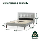 Grey Sand Upholstered Beige Button-tufted Premium Platform Bed