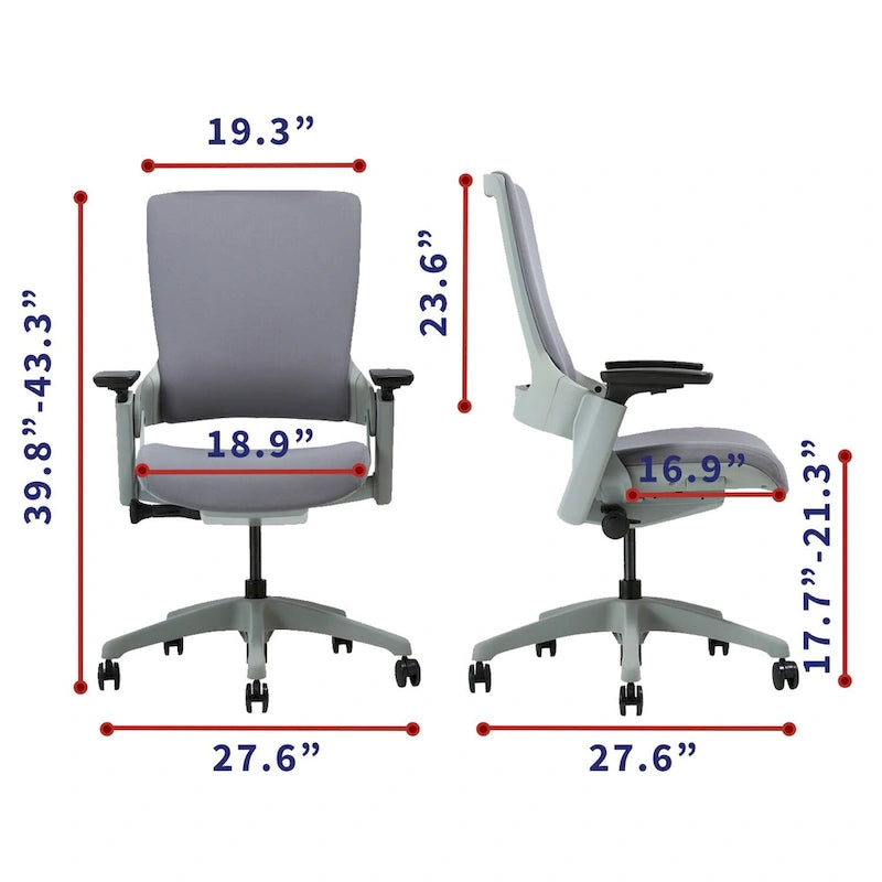Modern Grey ANSI-BIFMA Certified Fabric Height Adjustable Office Desk Chair