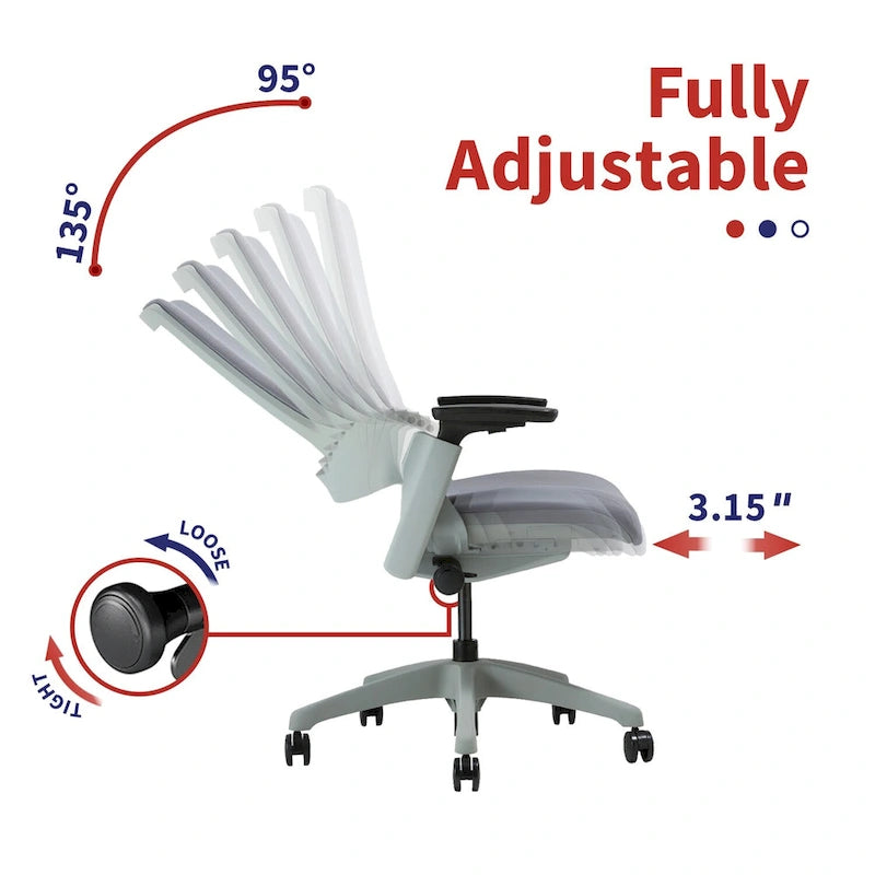 Modern Grey ANSI-BIFMA Certified Fabric Height Adjustable Office Desk Chair