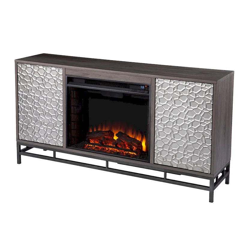 Contemporary Gray Wood Electric Fireplace