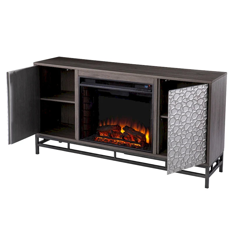 Contemporary Gray Wood Electric Fireplace