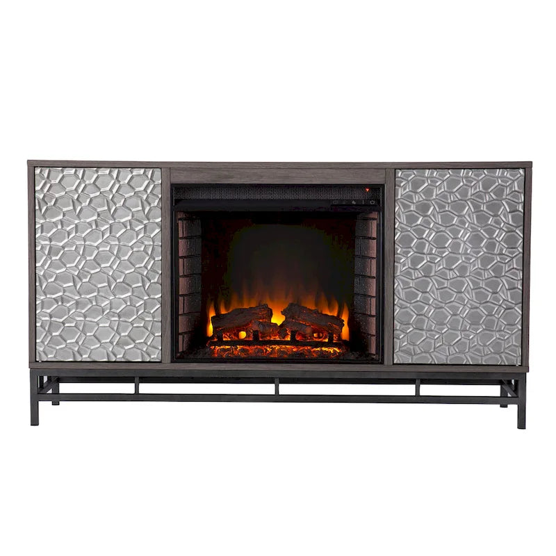Contemporary Gray Wood Electric Fireplace