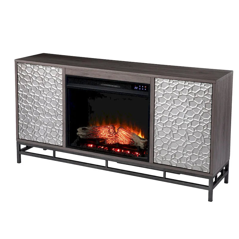 Contemporary Gray Wood Electric Fireplace