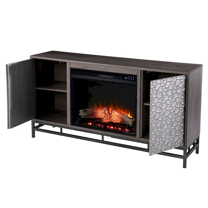 Contemporary Gray Wood Electric Fireplace