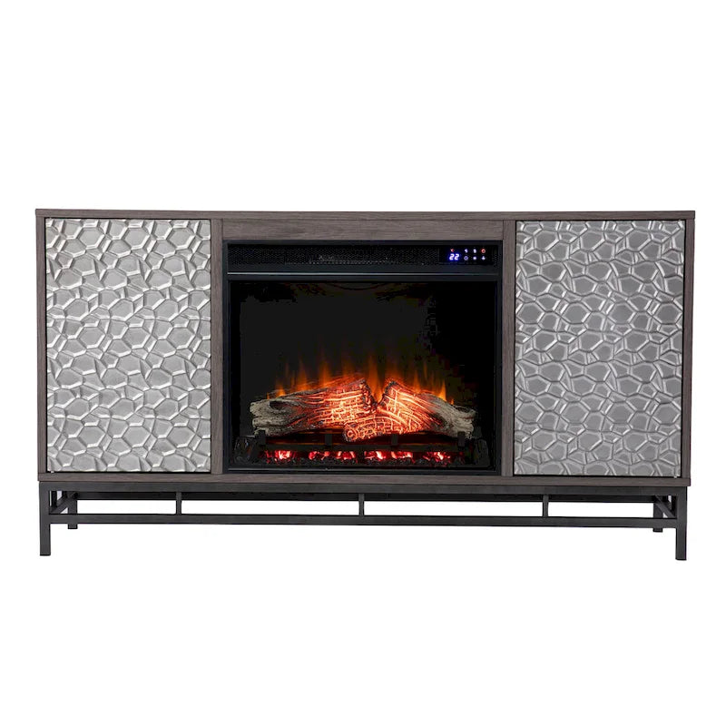 Contemporary Gray Wood Electric Fireplace