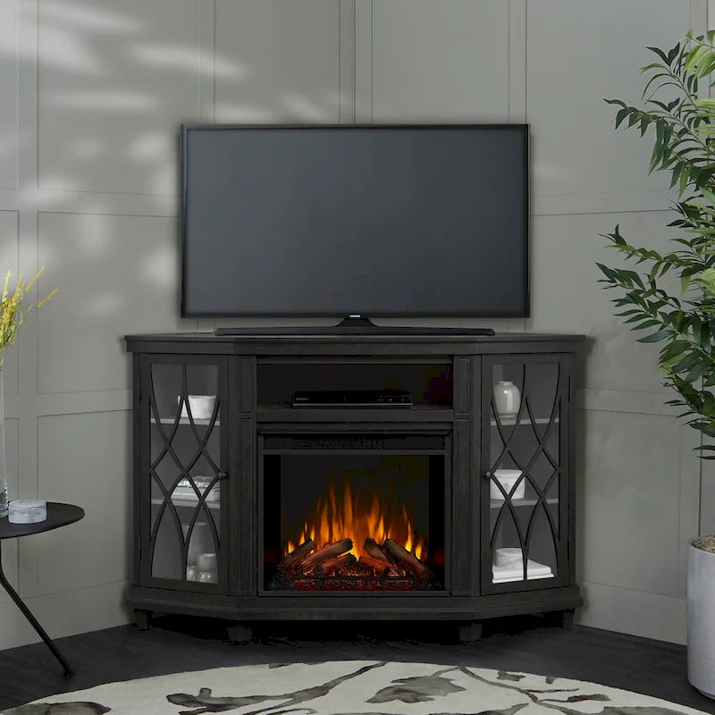 Lynette 56  TV Stand Electric Fireplace Gray by Real Flame