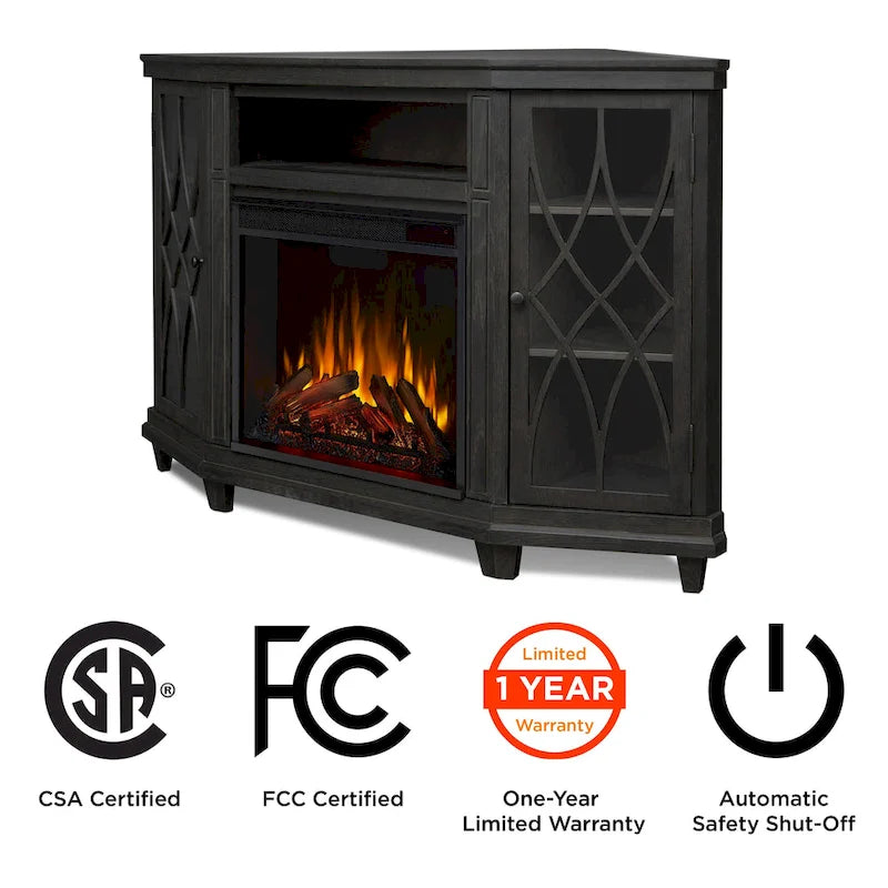 56  TV Stand Electric Fireplace Gray