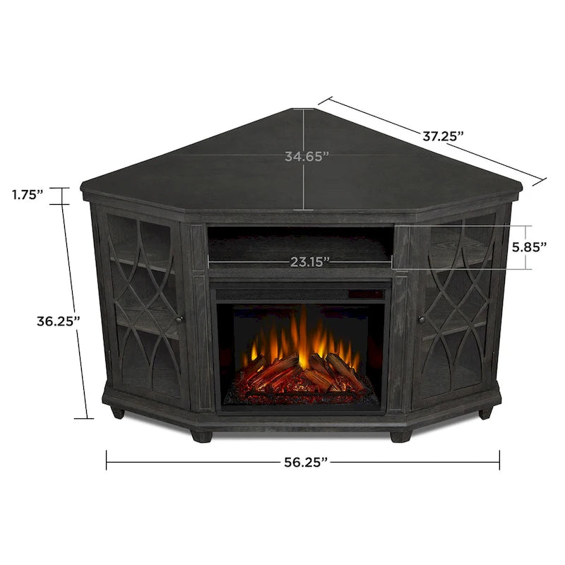 56  TV Stand Electric Fireplace Gray
