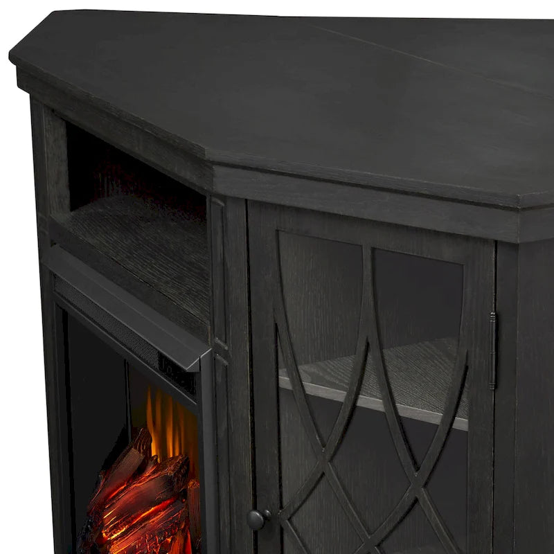 56  TV Stand Electric Fireplace Gray