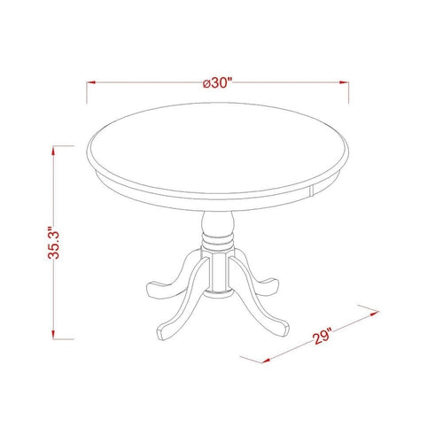 East West Furniture 3 Piece Kitchen Table Set Contains a Round Dining Table and 2 Mid Century Chairs, Mahogany(Seat Options)